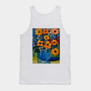 A beautiful bouquet of mixed flowers in a glass and gold vase Tank Top